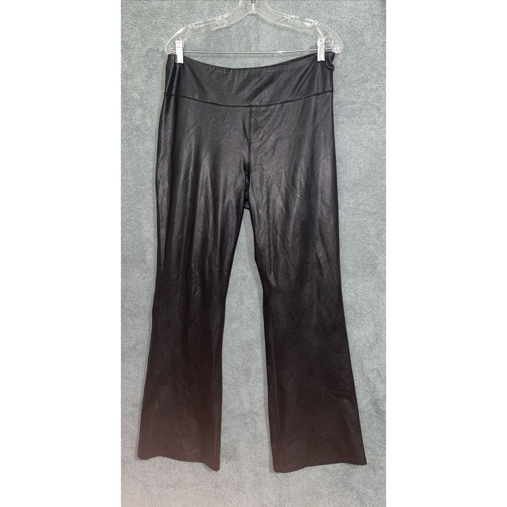 Aeropostale Pants Womens Large Black Faux Leather Pull On Stretch Bootcut Casual